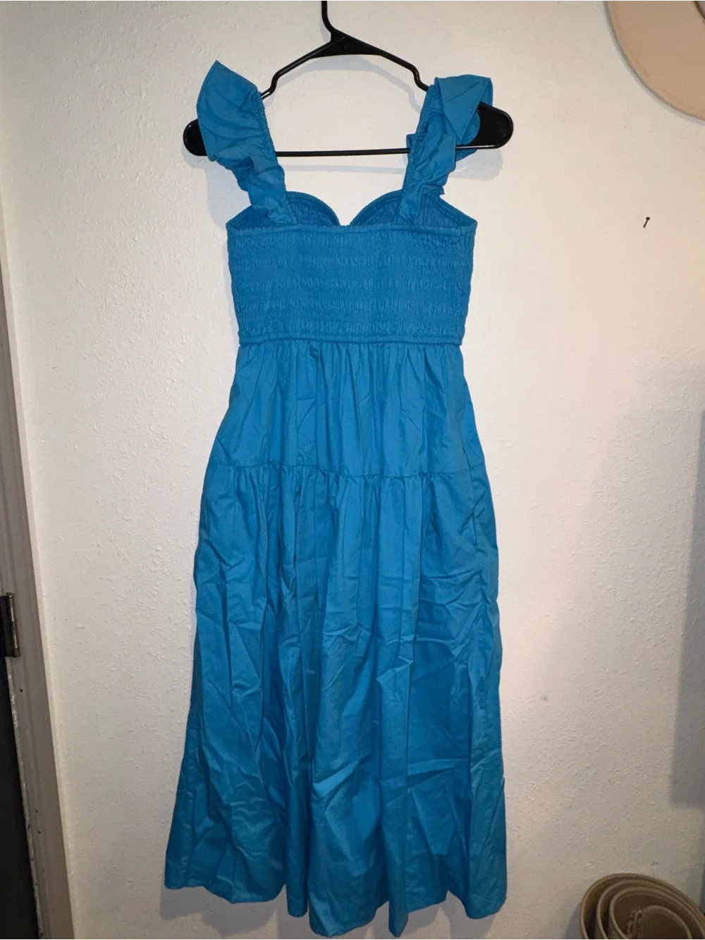 Abercrombie Blue Ruffled Smocked Maxi Dress